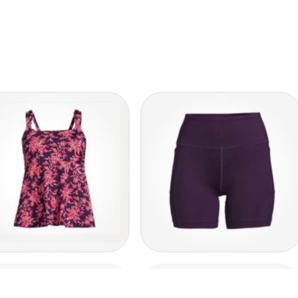 $140 Lands' End Tankini swimsuit xs top & 6" high waisted swim shorts blackberry - Picture 1 of 4
